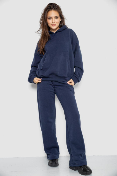 Спортивний костюм жіночий на флісі, колір темно-синій, 241R2001-2 XL