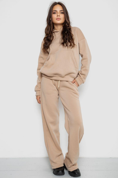 Спортивний костюм жіночий на флісі, колір світло-бежевий, 241R2001-2 XL, 50, XL