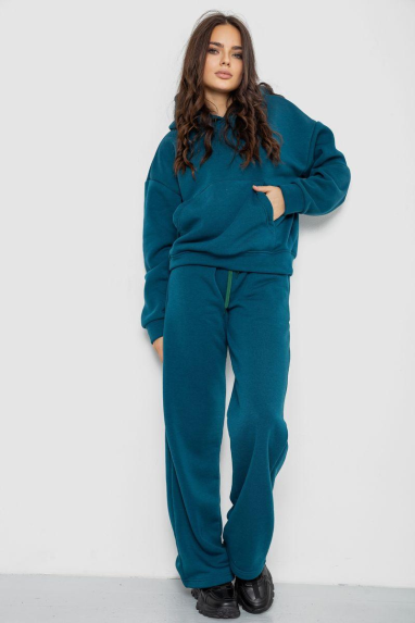 Спортивний костюм жіночий на флісі, колір смарагдовий, 241R2001-2 XL, 50, XL