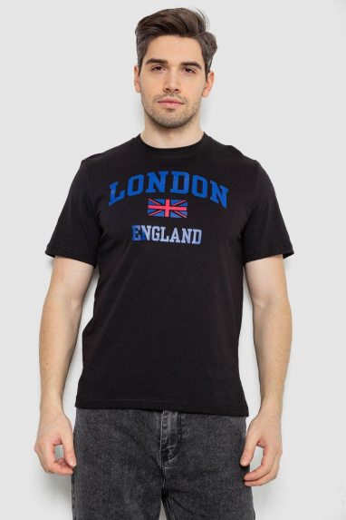 Футболка чоловіча з принтом, колір чорний, 241R1909 XL, 50, XL