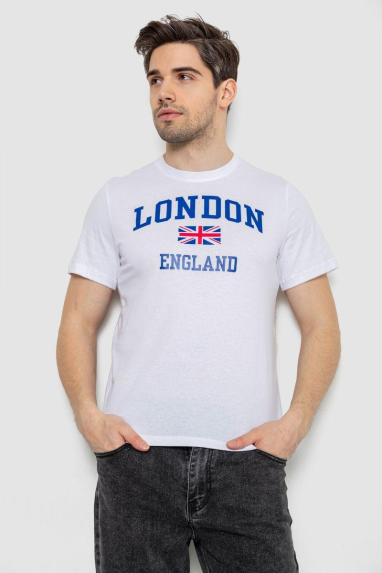 Футболка чоловіча з принтом, колір білий, 241R1909 XL, 50, XL