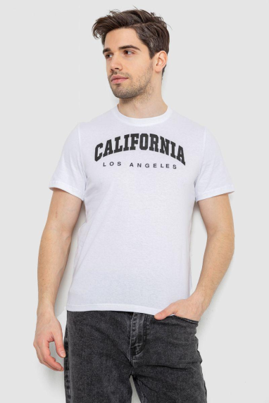 Футболка чоловіча з принтом, колір білий, 241R1908 XL, 50, XL