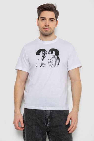 Футболка чоловіча з принтом, колір білий, 241R1906 XL, 50, XL