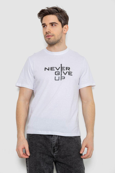 Футболка чоловіча з принтом, колір білий, 241R1905 XL, 50, XL