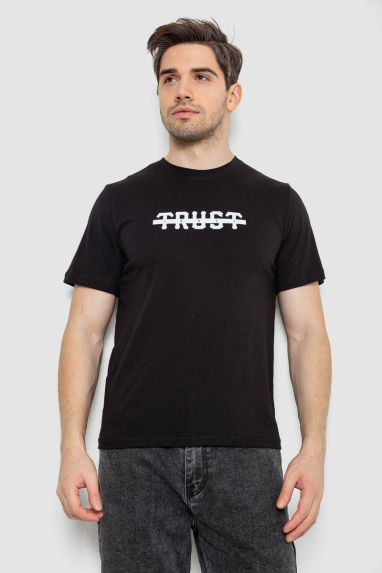 Футболка чоловіча з принтом, колір чорний, 241R1902 XL, 50, XL