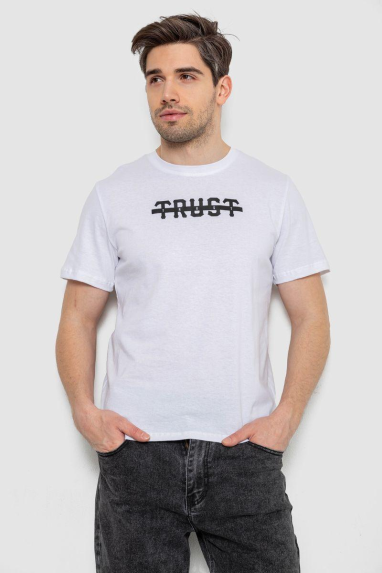 Футболка чоловіча з принтом, колір білий, 241R1902 XL, 50, XL