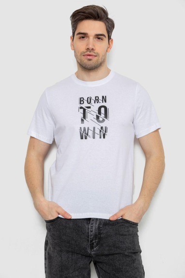 Футболка чоловіча з принтом, колір білий, 241R1901 XXL, 52, XXL