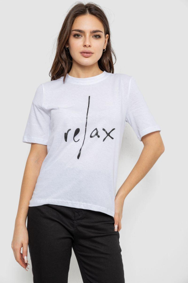 Футболка жіноча з принтом, колір білий, 241R1836 XL, 50, XL