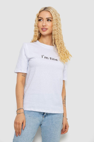 Футболка жіноча з принтом, колір білий, 241R1833 XXL, 52, XXL