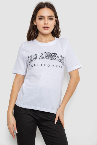 Футболка жіноча з принтом, колір білий, 241R1832 XL, 50, XL