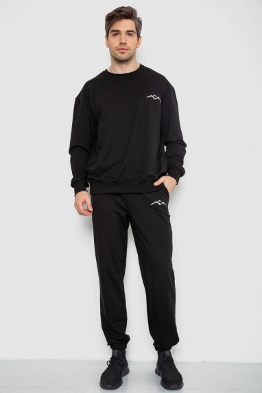 Спортивний чоловічий демісезонний костюм, колір чорний, 241R176 XXL, 52, XXL