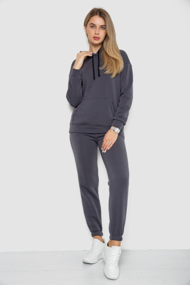 Спорт костюм жіночий на флісі, колір темно-сірий, 241R1530 XL, 50, XL