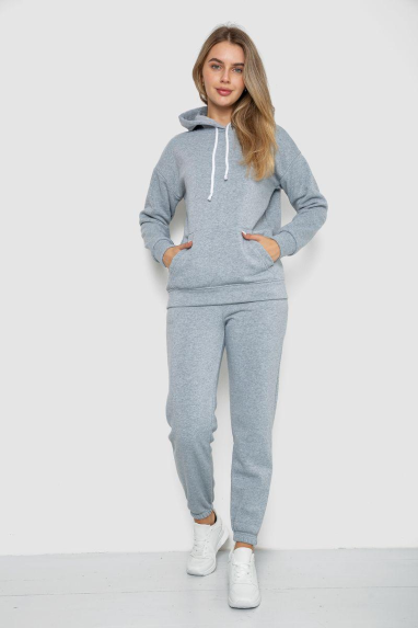 Спорт костюм жіночий на флісі, колір світло-сірий, 241R1530 XL, 50, XL