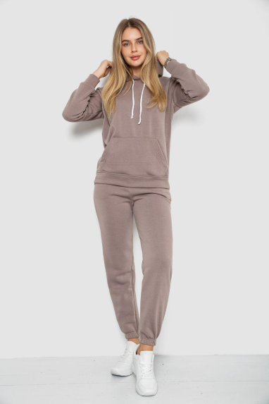 Спорт костюм жіночий на флісі, колір мокко, 241R1530 XL, 50, XL