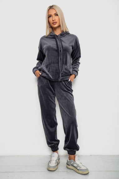 Спортивний костюм жіночий велюровий, колір сірий, 241R1530-5 XL, 50, XL