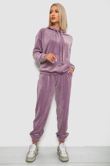Спортивний костюм жіночий велюровий, колір пудровий, 241R1530-5 XL, 50, XL