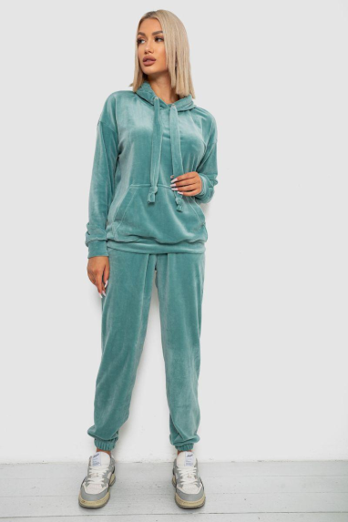 Спортивний костюм жіночий велюровий, колір м“ятний, 241R1530-5 XL, 50, XL