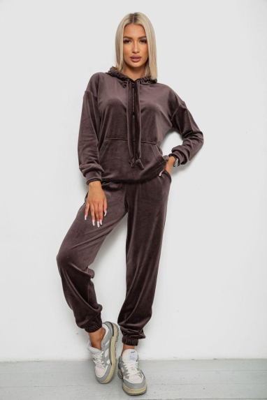 Спортивний костюм жіночий велюровий, колір мокко, 241R1530-5 XL, 50, XL