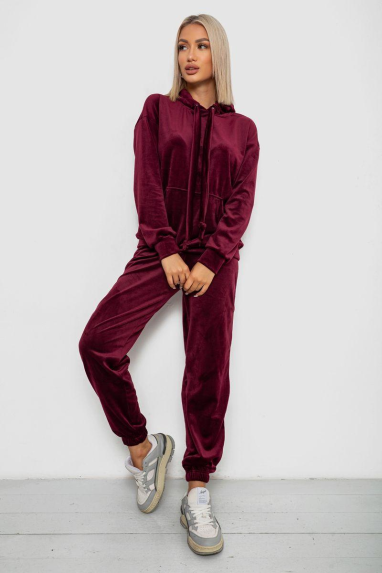 Спортивний костюм жіночий велюровий, колір бордовий, 241R1530-5 S, 44, S