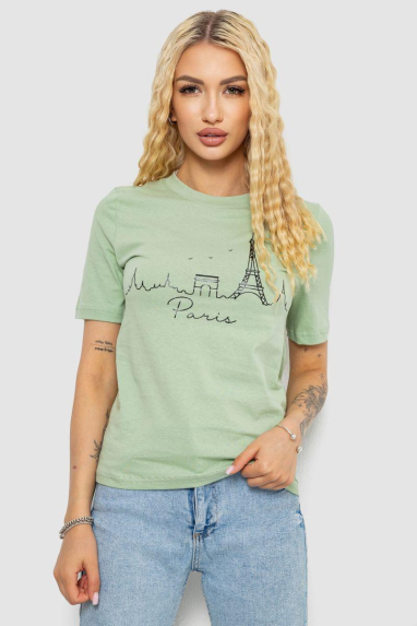 Футболка жіноча з принтом, колір оливковий, 241R132 XXL