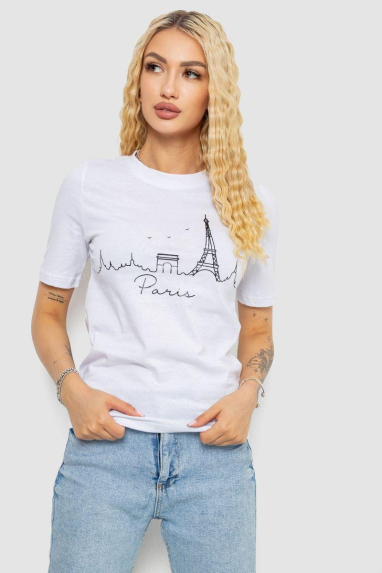 Футболка жіноча з принтом, колір білий, 241R132 XXL