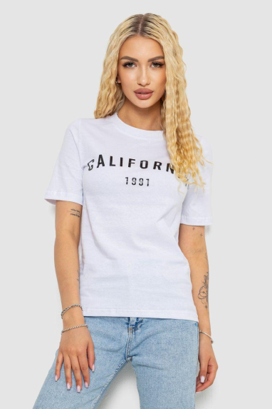 Футболка жіноча з принтом 241R130, колір білий, 241R131 XXL