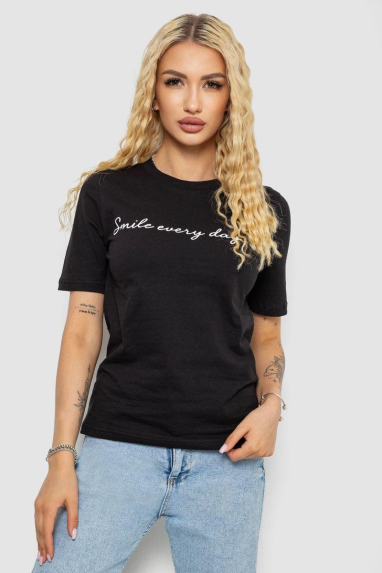 Футболка жіноча з принтом, колір чорний, 241R130 XXL