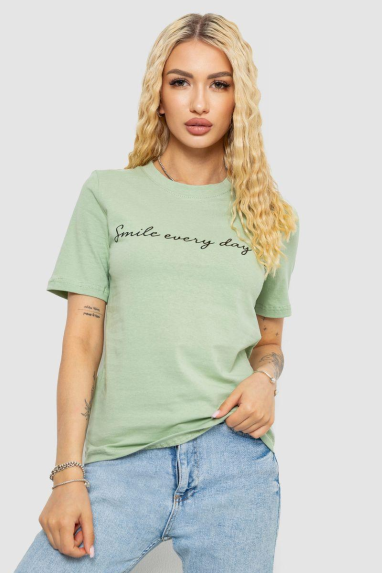 Футболка жіноча з принтом, колір оливковий, 241R130 XXL