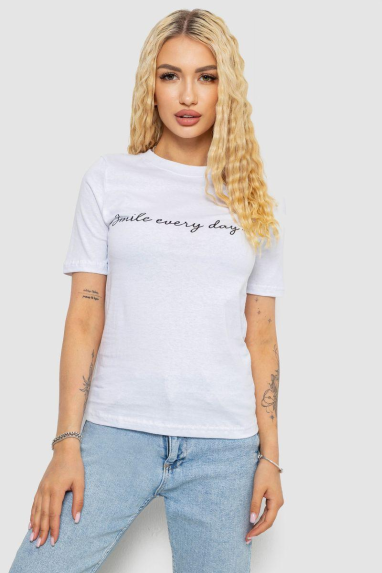 Футболка жіноча з принтом, колір білий, 241R130 XL