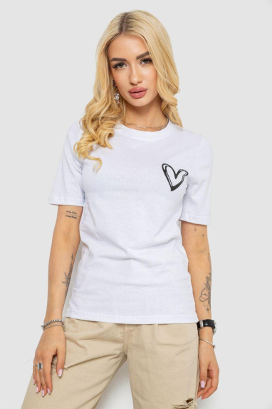 Жіноча футболка з принтом, колір білий, 241R128 XL, 50, XL