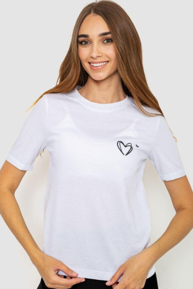 Жіноча футболка з принтом, колір білий, 241R122 XL, 50, XL