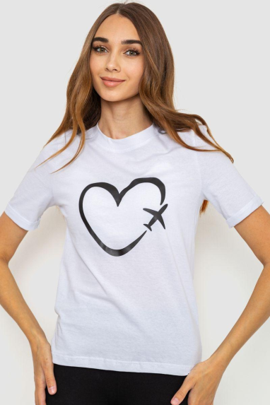 Жіноча футболка з принтом, колір білий, 241R121 XL, 50, XL