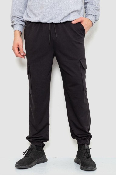Спортивні штани чоловічі двонитка, колір чорний, 241R0651-1 XXL, 52, XXL