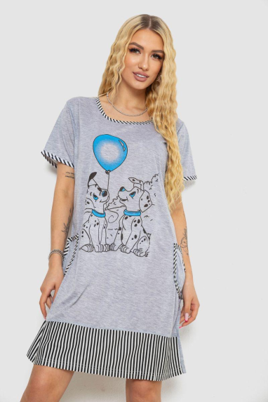 Сукня домашня, колір сіро-блакитний, 238RD80 XXXL, 54, XXXL