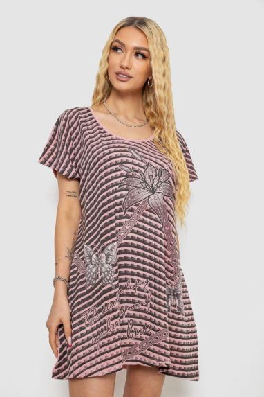 Туніка жіноча з принтом, колір пудрово-чорний, 238RBD378 Ager, 6XL, 60, 6XL