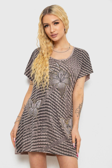 Туніка жіноча з принтом, колір мокко, 238RBD378 Ager, 5XL, 58, 5XL