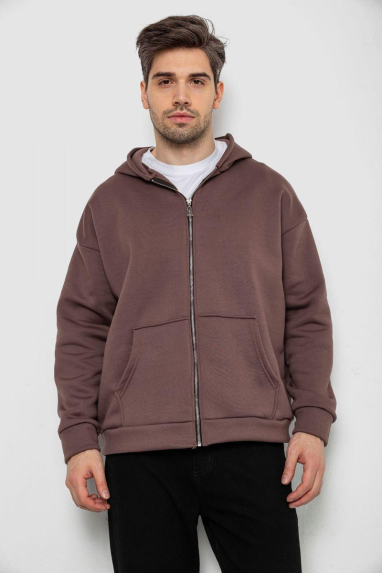 Кофта чоловіча на флісі з капюшоном, колір мокко, 238R58698 XL, 50, XL