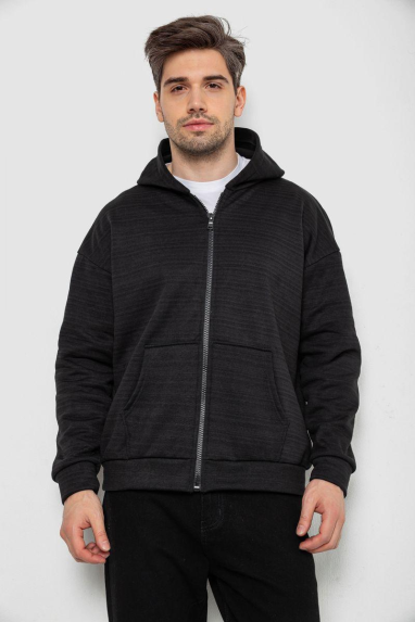 Кофта чоловіча на флісі з капюшоном, колір чорно-сірий, 238R58697 XL, 50, XL