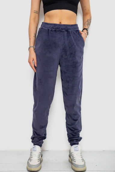 Спортивні штани жіночі велюрові, колір синій, 238R58646 Ager, XL, 50, XL