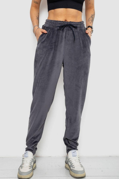 Спортивні штани жіночі велюрові, колір сірий, 238R58646 Ager, XL, 50, XL