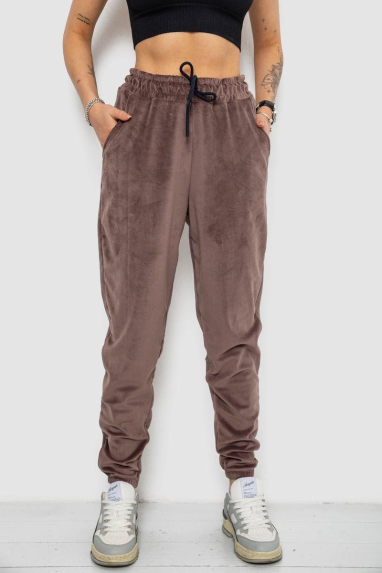 Спортивні штани жіночі велюрові, колір мокко, 238R58646 Ager, XXL, 52, XXL