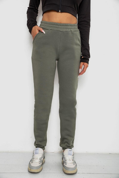 Спортивні штани жіночі на флісі, колір хакі, 238R58641-3 XL, 50, XL