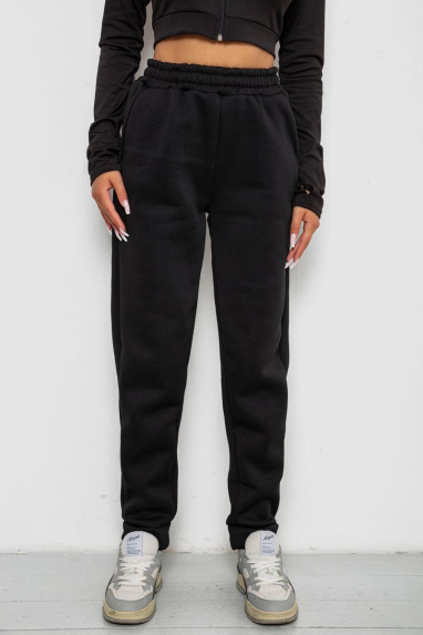Спортивні штани жіночі на флісі, колір чорний, 238R58641-1 XL, 50, XL