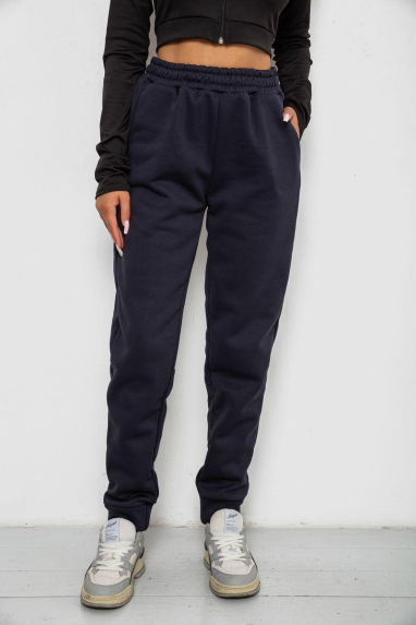 Спортивні штани жіночі на флісі, колір темно-синій, 238R58641-1 XL, 50, XL