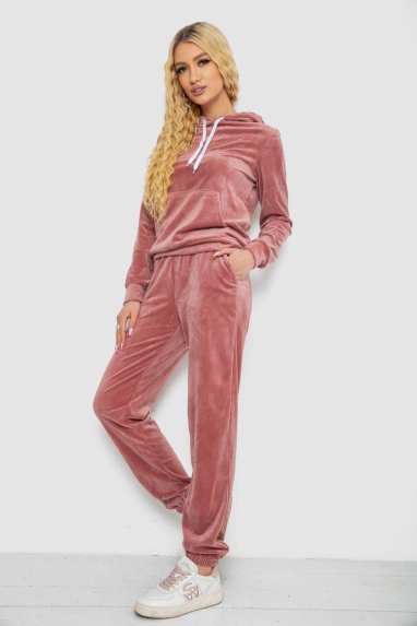 Спортивний костюм жіночий велюровий, колір пудровий, 238R58570 Ager, XL, 50, XL