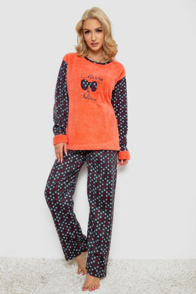 Піжама жіноча махра, колір коралово-синій, 238R58430 XXL, 52, XXL
