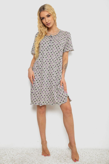 Нічна сорочка в горох, колір сіро-бузковий, 238R58370 Ager, XL, 50, XL