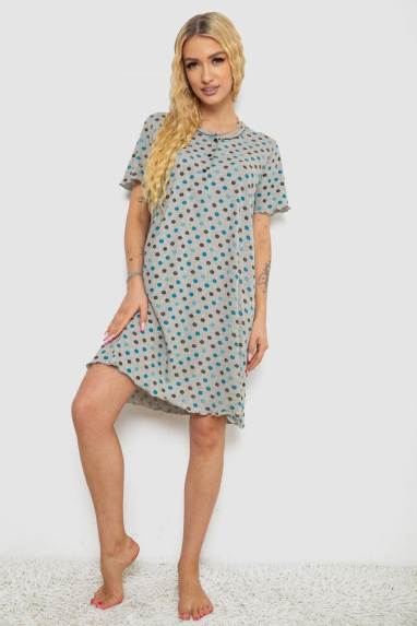 Нічна сорочка в горох, колір сіро-синій, 238R58370 Ager, 8XL, 64, 8XL