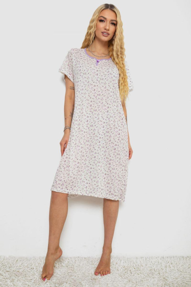 Нічна сорочка, колір біло-бузковий, 238R58367 6XL, 60, 6XL