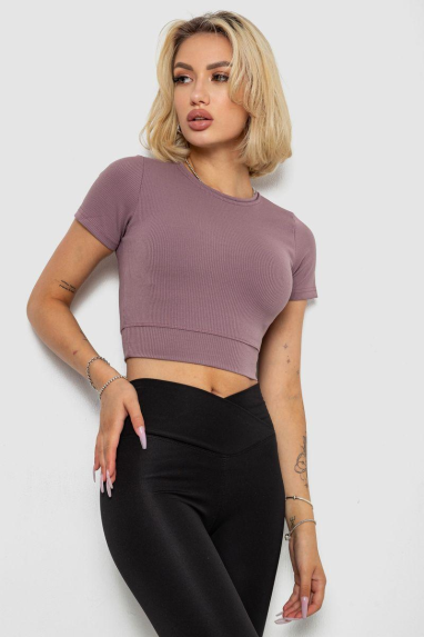 Футболка - топ жіноча в рубчик, колір сливовий, 238R58210 XL, 50, XL